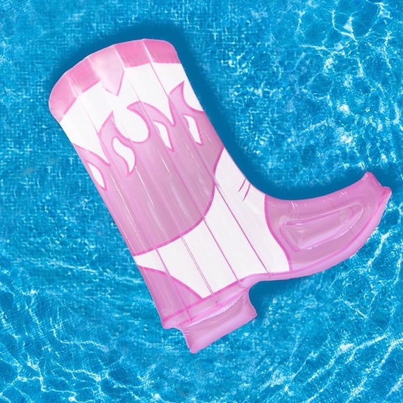 6 ft Cosmic Barbie Pink white flame giant cowboy boot blow up pool toy river nwt